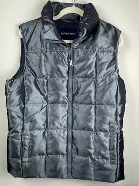 Lands' End Shiny Quilted Puffer Vest - Black